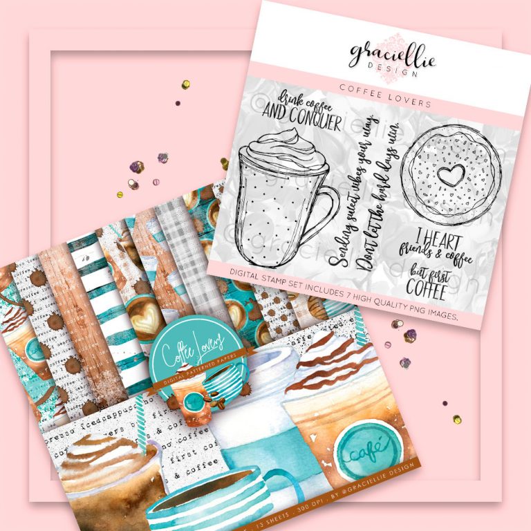 Coffee Lovers Duo Bundle - Graciellie Design Digital Stamps