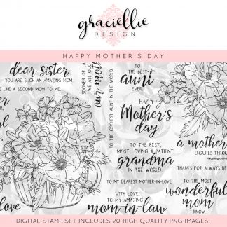 Happy Mother's Day Jumbo Digital Stamp Set - Graciellie Design Digital ...