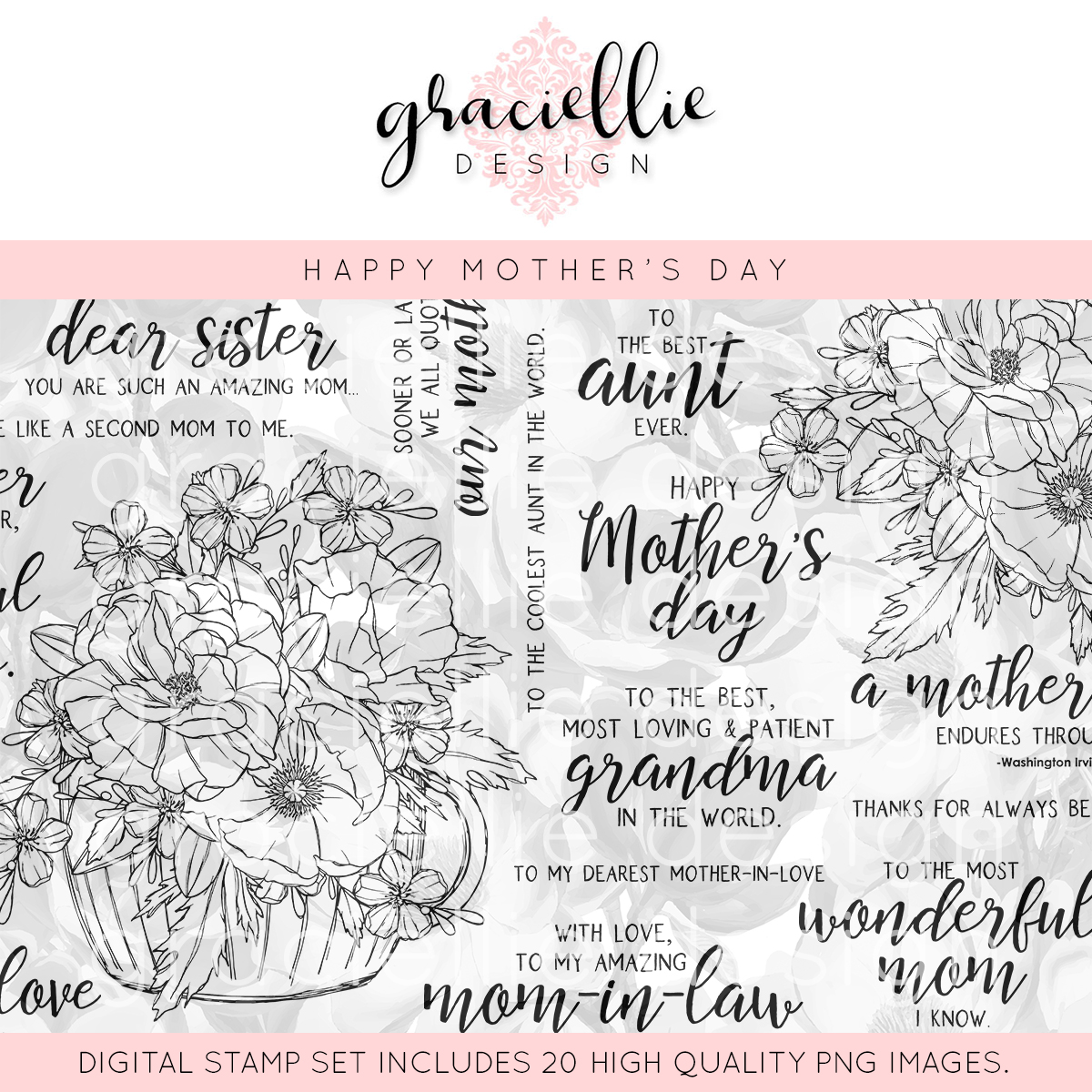 Happy Mother’s Day Digital Stamp Bundle – shop.gracielliedesign.com